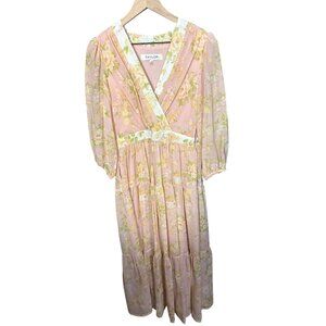 Taylor Floral Maxi Dress Size 6 Pink & Yellow Garden Party Dress